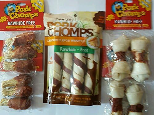Pork Chomps Mini Drumsticks, 5-Inch Twist and Wrapped Knot Chicken Flavored Dog Treats