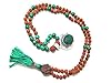 Mala, Green Jade Rudraksha Prayer Beads Hindu Japamala- Fourth Heart Chakra