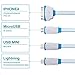 Multi Charger Cable, 4 in 1 Multiple USB Charging Cable Adapter Connector with 8 Pin Lighting / 30 Pin / Micro USB 2.0 / Mini USB Ports for iPhone, iPad, Samsung and other Android and More(100cm)