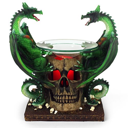 Green Dragons on Skull Warmer Lamp