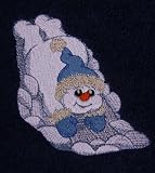 Bath Towel Set with Embroidered Snowman Sledding thumbnail
