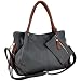 LALANIE Black Oversized Slochy Soft Shopper Hobo Bag Office Tote Handbag Purse Shoulder Bag w/Décor Zipper Pouch