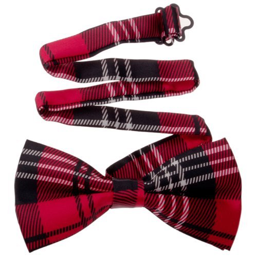 TopTie™ Unisex Fashion Black and Red Plaid Tartan Bow tie