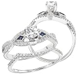 14K White Gold Qpid Collection Diamond Bridal Set With Kite Blue Sapphires