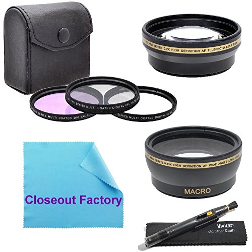 52mm Multi Coated 3 Piece Digital Filter Kit (UV-CPL-FLD) + 0.43x Professional HD Auto Focus Wide Angle Lens with Macro &amp; Pro Series 2.2x High Definition AF Telephoto Lens + Lens Cleaning Pen + Closeout Factory Microfiber Cloth For The Nikon D50 Digital SLR Cameras Which Have Any Of These (18-55mm, 55-200mm, 50mm) Nikon Lenses