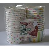 Ice Cream Paper Cups (Pastel Stripes & Polka Dots Design), 24 Count