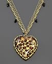 Betsey Johnson Puff-Heart Leopard Necklace
