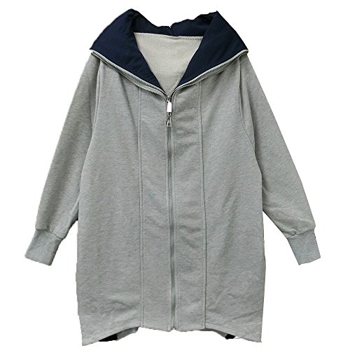 【ノーブランド品】大きいサイズ レディース ２重レイヤード パーカー ジップアップ スウェット 長袖