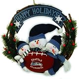 20" NFL Seattle Seahawks "Happy Holidays" Triple Snowmen Family Christmas Wreath
