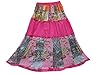 Long Skirt- Pink Cotton Printed Boho Chic Patchwork Holiday Beach Skirts