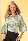 Puff-Sleeve Charmeuse Blouse