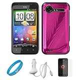 Pink Metallic Cosmo Wave Design Protective Snap-On Case Cover for HTC Droid ....