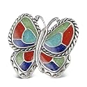 Southwest Spirit by Relios Butterfly Jewelry Pin of Bright Gemstone Mosaic Inlay
