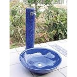 有田焼立水栓岩尾対山窯 瑠璃 蛇口付き