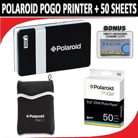 Polaroid PoGo Instant Mobile Printer (Black) with Polaroid Carrying Case (Black) + 50 Polaroid ZINK Printing Sheets by Polaroid