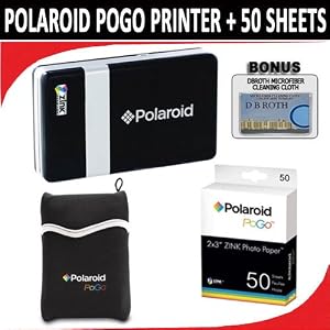 Polaroid PoGo Instant Mobile Printer (Black) with Polaroid Carrying Case (Black) + 50 Polaroid ZINK Printing Sheets