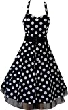 50s Large Polka Dot Black Rockabilly Swing Prom Pin-Up Dress