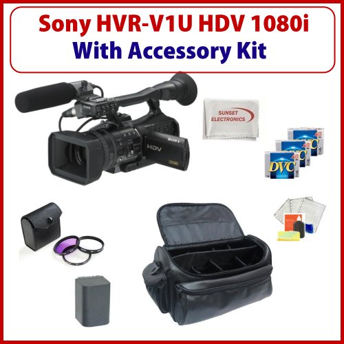 Sony HVR-V1U HDV 1080i/24p Cinema Style Camcorder With Starters SSE Accessory Package: High Capacity Battery, 3 Piece Filter Kit, Pro Carrying Case and Much More