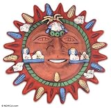 Ceramic wall adornment, 'Maya Sun'