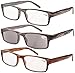 Eyekepper Spring Hinge Striped Reading Glasses (3 Pairs) Men Includes Sunshine Readers +1.50