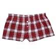Maroon Red and White Plaid Check Flannel Cotton Girl Boxers Mini Itty Bitty Shorts 1" Inseam, Covered elastic waist, 100% cotton,