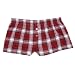 Maroon Red and White Plaid Check Flannel Cotton Girl Boxers Mini Itty Bitty Shorts 1" Inseam, Covered elastic waist, 100% cotton,
