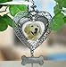 Pet Memorial Photo Ornament - Heart Shaped Ornament with Hanging Dog Bone Charm - Charm Is Engraveable (Engraving Not Furnished By Seller) - Adorned with Filigree and Shiny Crystals - Pet Ornament - Pet Sympathy Gift - Dog Memorial - Loss of a Dog