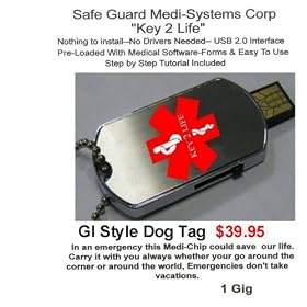 1GB MEDICAL ALERT USB 1 GIG GI DOG TAG