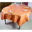 Carmagnole Tone on Tone Coated Orange French Tablecloth 65 by 100 inches with 6 napkins