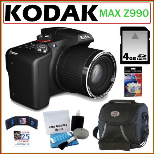 Kodak EasyShare Max Z990 12.0 MP Digital Camera with 30x Optical Zoom and 3.0-Inch LCD + 4GB Accessory Kit
