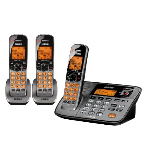 D1785-3T DECT 6.0 Expandable Cordless Phone with Digital Answering System and Base Speakerphone, Grey, 3 Handsets