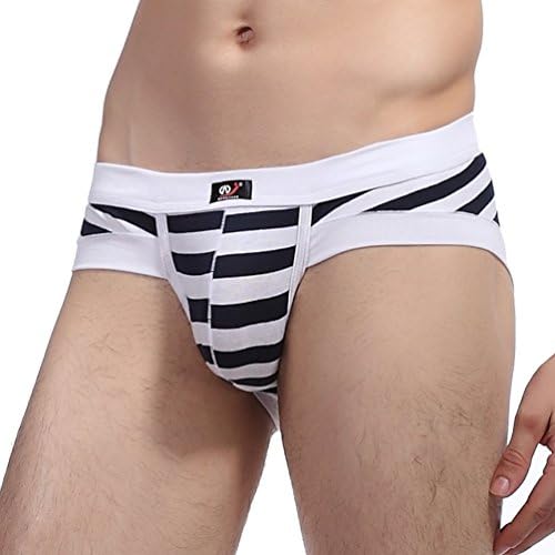 ZIHAN Men's Low Rise Cotton Solid Slim Stripe Briefs Extra Small Dark Blue