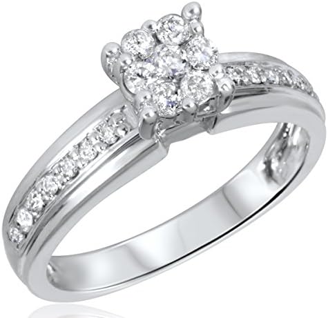1/3 CT. T.W. Diamond Ladies Engagement Ring 10K White Gold- Size 7.5