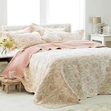 Etoille Quilted Bedspread, Cream/Pink, Single