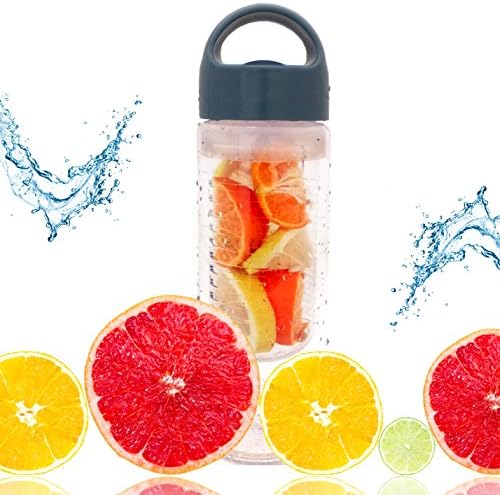Fruit Infuser Water Bottle - 24 oz Jumbo Infuser for Maximum Flavors - BPA Free, Leak-Proof, Navy Cap