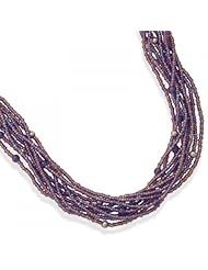MMA Silver - 18.5 inch+3 inch Multistrand Glass Bead Necklace
