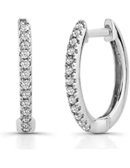 0.12 total carat Round Brilliant Cut Diamond Hoop Designer Earrings in 14k Gold