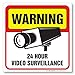 Warning 24 Hour Video Surveillance Sign, Dimne, Package 4 Mil Vinyl Decal Stickers USA Made by My Sign Center
