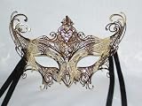 Image of Gold Metal Venetian Carnival Cat Mask/Swarovski Crystals
