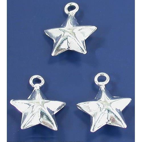 Star Charms Sterling Silver 12.5mm 3Pcs