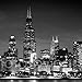 PHOTOSBYJON Chicago Skyline UNFRAMED Photo Print Night Black & White B&W BW 11.75 inches x 36 inches Photographic Panorama Print Photo Picture Standard Size