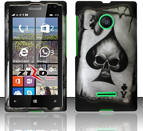 Slim Premium Multi Design Durable Protector Cover Phone Case Microsoft Lumia 435 + FREE PRIMO DESIGN CARTOON FOLDABLE TOTE BAG (BLACK ACE OF SPADES / SKULL)