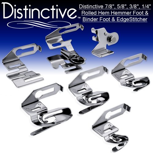 Distinctive 7-8″, 5-8″, 3-8″, 1-4″ Wide Rolled Hem Hemmer Foot