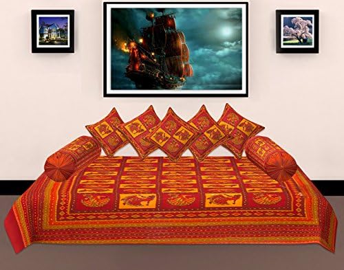 Indian Handmade Kantha Stitch Work Deewan Size Cotton Bedsheet Traditional Rajasthani Bed Sheet