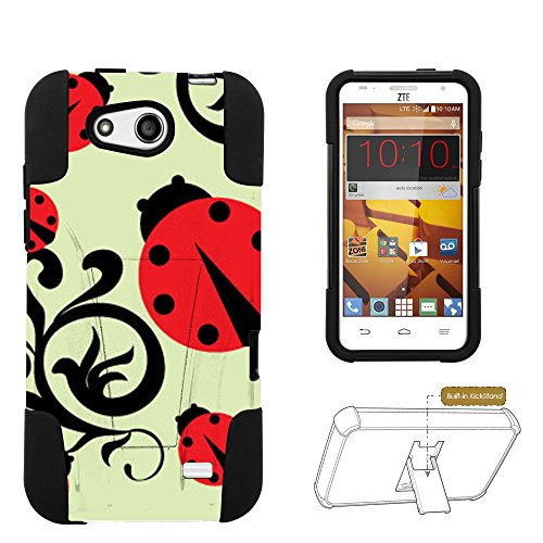 Spots8® Image Design Cases for ZTE Speed N9130 , Dual Layer Silcone Bumper+ Hard Shell Case with built-in Kickstand [Lady Bugs]