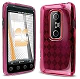 Hot Pink Check TPU Gel Skin Case for HTC EVO 3D