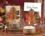 Fall Leaf TeaLight and Place Card Holder with Autumn-themed Gift Box Set of 4 (Set of 6) - Baby Show