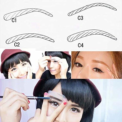4pcs Bag Natural Eyebrow Grooming Stencil Card Kit Template Make Up Shaper Tools (C1-C4)