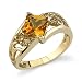 Stunning Enchantment 1.66 cts Princess Cut Citrine Diamond Ring 14Kt Yellow Gold