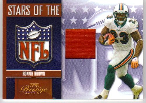 2007 Playoff Prestige Stars of The NFL Materials 11 Ronnie Brown - Miami Dolphins (Piece of Authentic Jersey - Serial #'d to 25 - Football Cards)